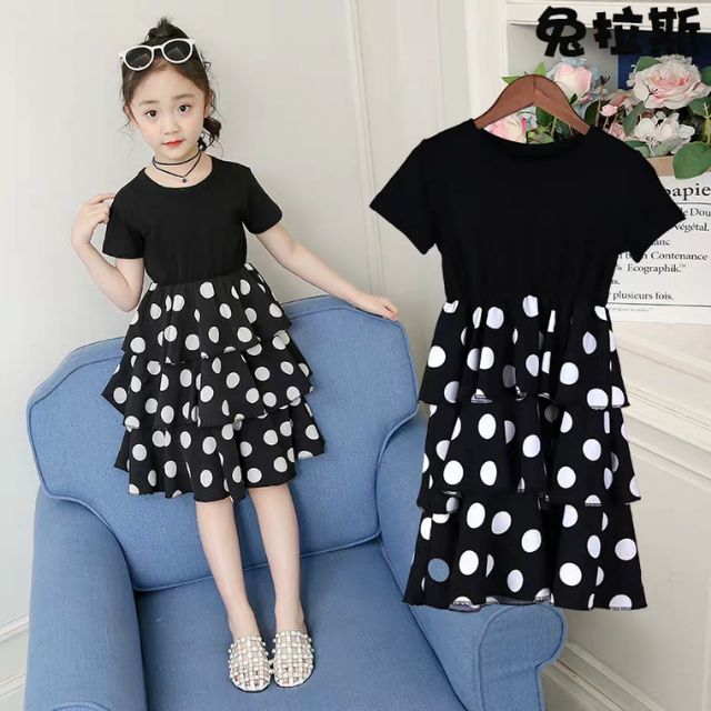 Váy 3 tầng chấm bi nhung ss
