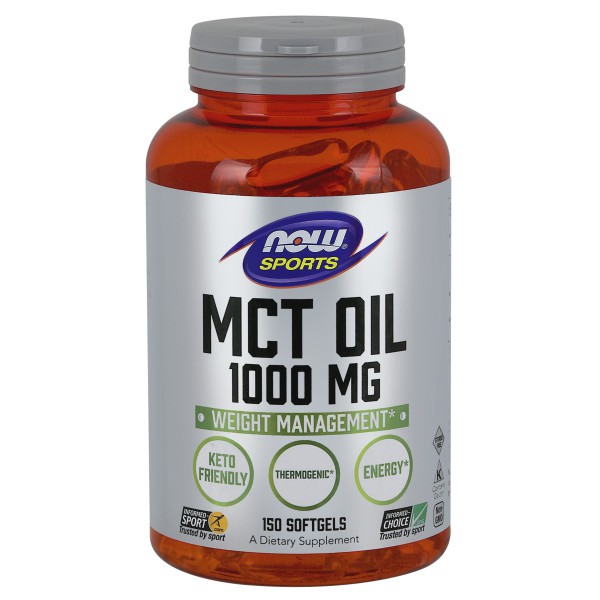 Thực phẩm bảo vệ sức khỏe Now sports MCT Oil 1000mg đốt cháy mỡ thừa, giảm cân hiệu quả cho người luyện tập hộp 150 viên