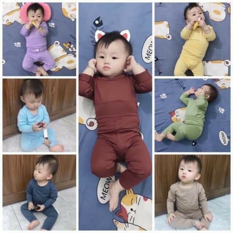 Bộ minky mom, peekaboo dài tay cạp cao thun lạnh cho bé [freeship đơn từ 50k]