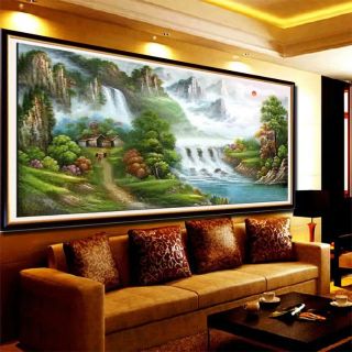 Tranh thêu Nhật Xuất Thiên Sơn (143 x 79cm)