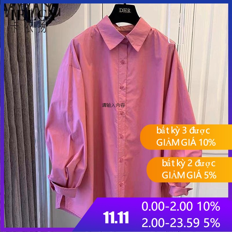 Áo Sơ Mi Cotton Tay Dài Dáng Rộng Màu Trơn Phong Cách Hàn Quốc Thời Trang Cho Nữ | BigBuy360 - bigbuy360.vn