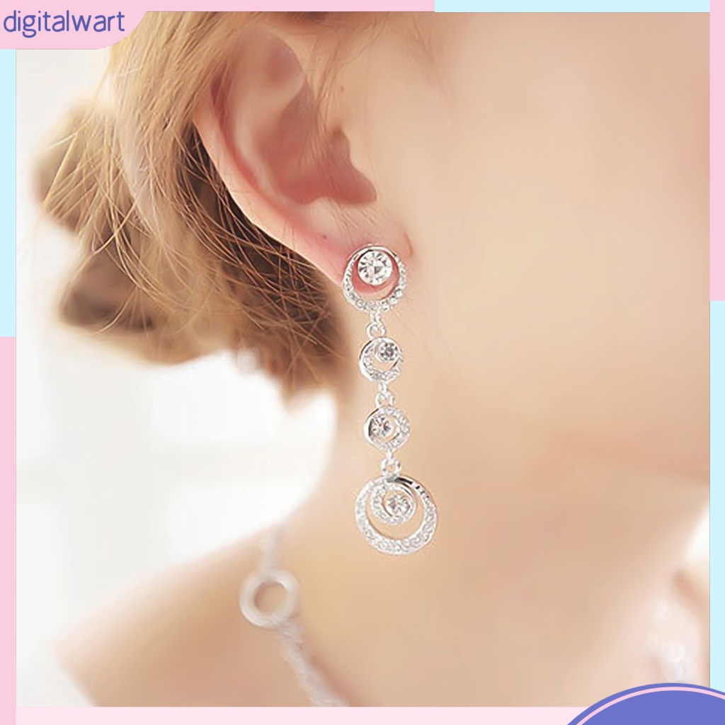 Bông tai xỏ lỗ đính đá lấp lánh thời trang cho nữ