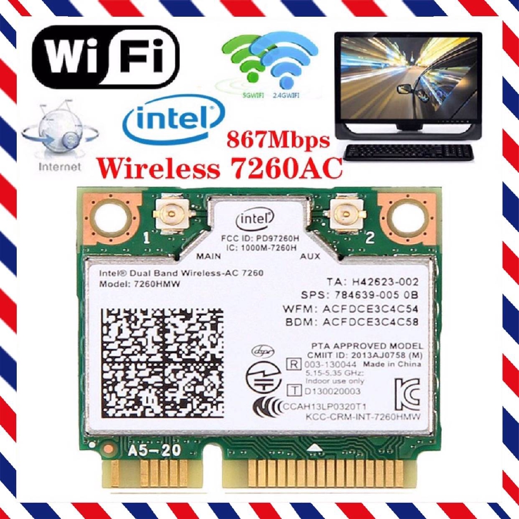 Dual Band Intel 7260 AC 7260HMW 867Mbps Wireless Wifi BT 4.0 Mini PCI-E 5G Card Wireless Network Card