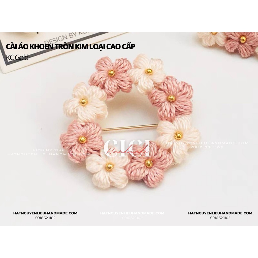 Phôi Cài áo khoen tròn rỗng kim loại cài áo tròn mặt lưới Cici Handmade nguyên liệu DIY chuyên trang sức tự làm