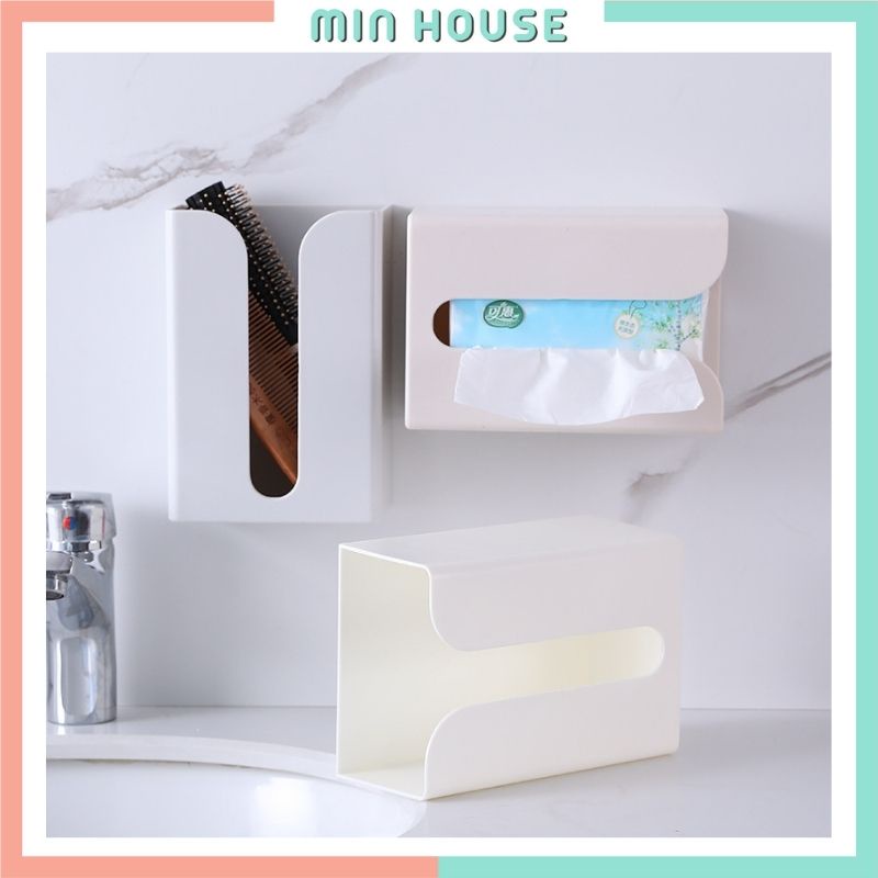 Hộp khăn giấy dán tường H7 có khe rút giấy tiện lợi Min house