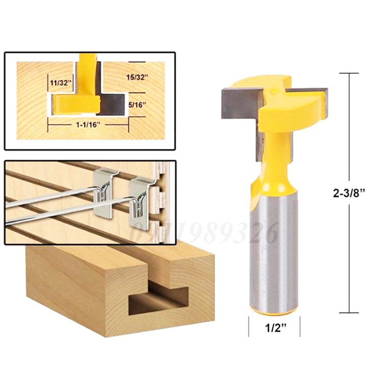 Mũi phay gỗ ❤️FREESHIP❤️ mũi soi chạy rãnh chữ T cốt 12.7mm