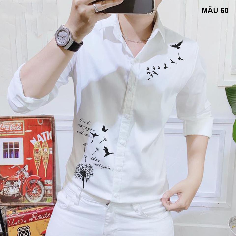 Follow Shop Săn Deal Hot Ngày 11/11 Áo Sơ Mi Nam Màu Trắng In Họa Tiết Thời Trang | BigBuy360 - bigbuy360.vn
