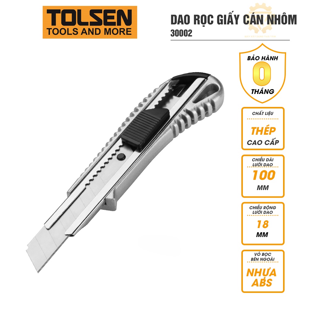 Dao rọc giấy cán nhôm 18x100mm TOLSEN 30002 cắt dán giấy, cắt hộp carton an toàn hukan_official