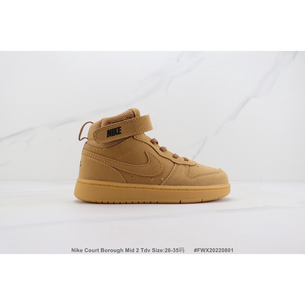 Giày Thể Thao Nike Court Borough Mid 2 Tdv Bằng Da Quai Dán Có Size 26-35 Dành Cho Trẻ Em