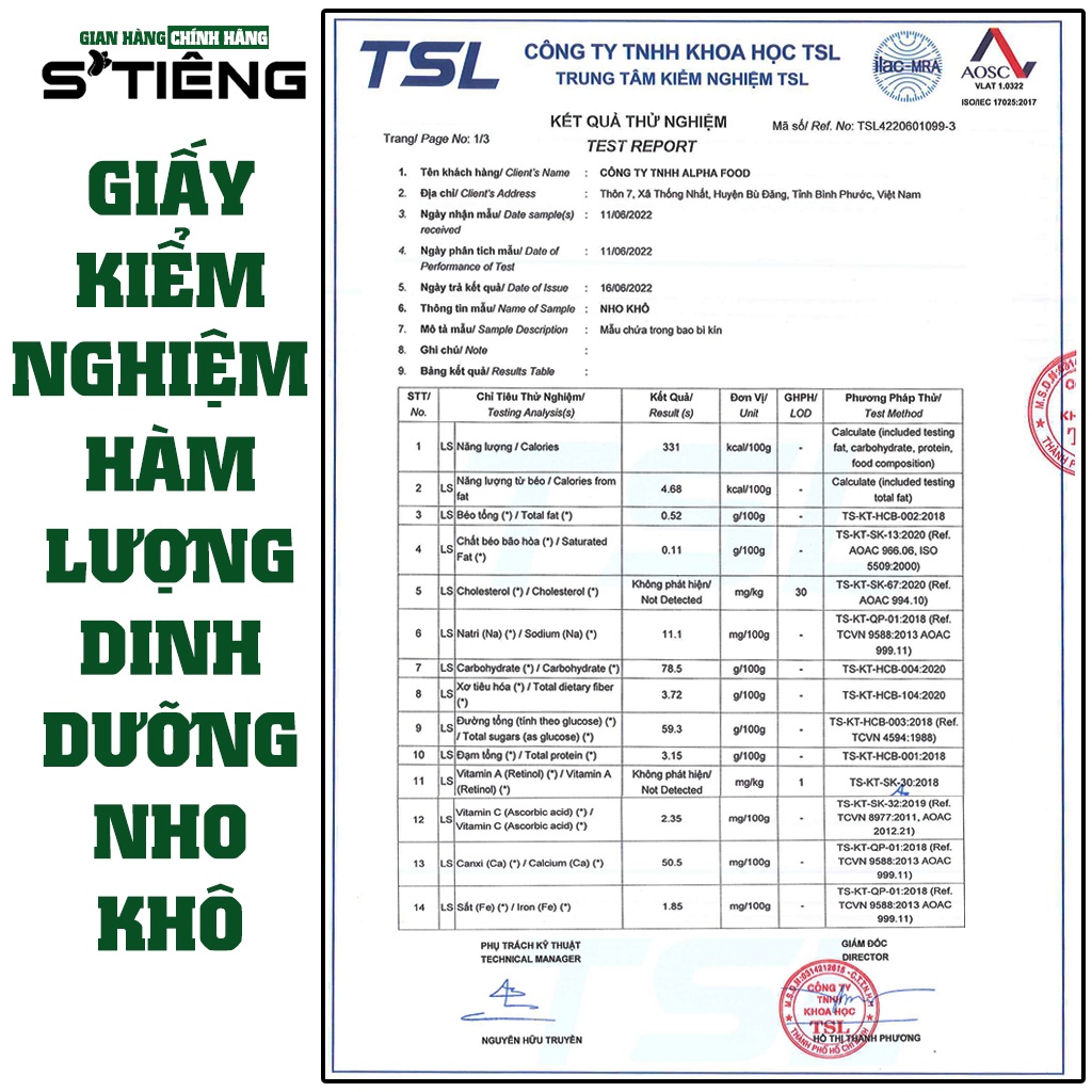 500Gr Nho Nâu Sấy Không Đường STIÊNG Ngon Ngọt