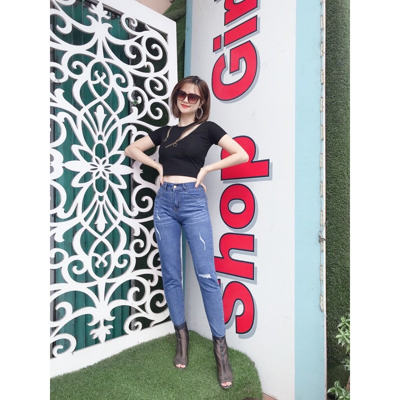 Quần jeans rách cạp cao mềm- dãn [HOT NHẤT] chất siêu xịn