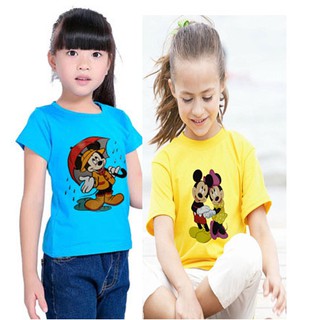 Áo Thun Cotton Tay Ngắn In Hình Chuột Mickey Thời Trang Cho Bé