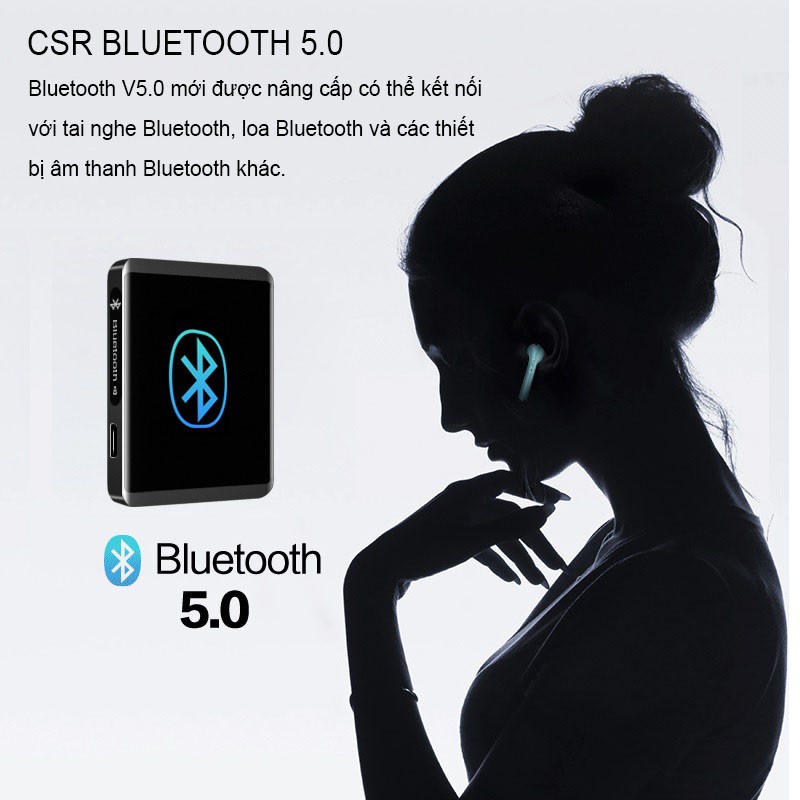 Ruizu M5 - Máy Nghe Nhạc Bluetooth, Màn Hình Cảm Ứng, 8gb