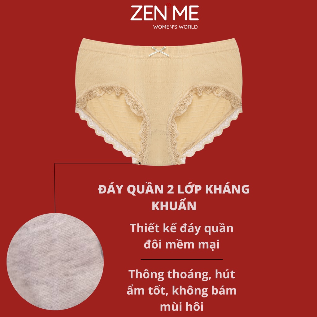 Combo 10 Quần Lót Nữ Zen Me Chất Liệu 100% Cotton Co Giãn 4 Chiều Kháng Khuẩn Khử Mùi Thoáng Mát