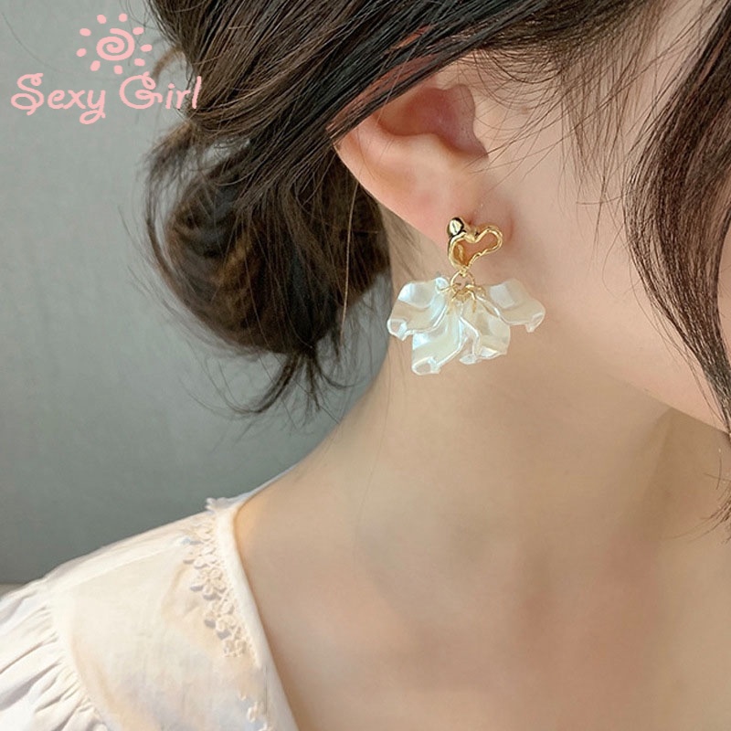 Bông Tai Hình Cánh Hoa Vỏ Sò Thanh Lịch Dễ Thương Thời Trang Mùa Hè Phong Cách Hàn Quốc Cho Nữ