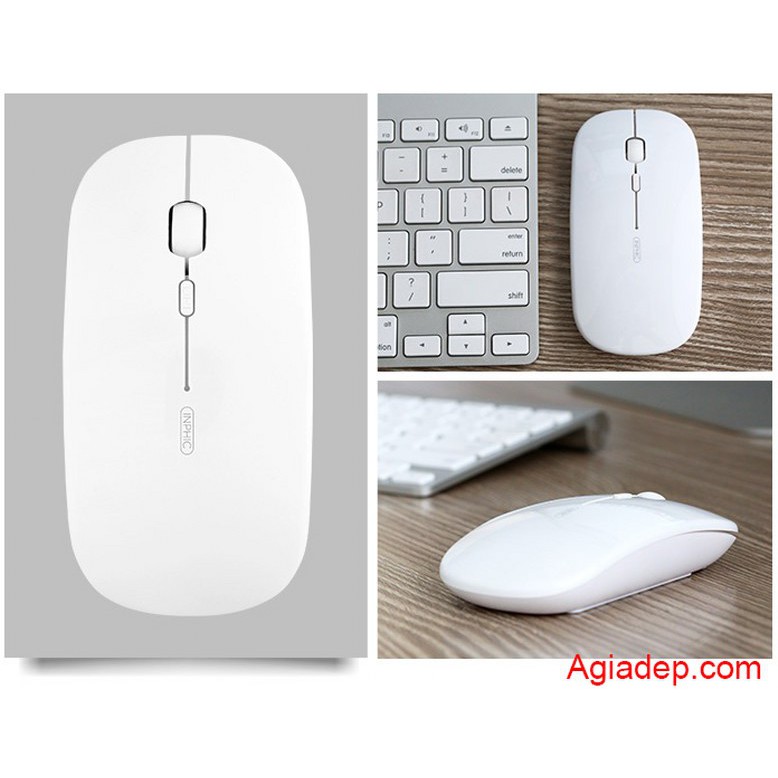 Chuột không dây tự sạc M1 (USB Wireless Mouse Re-chargeable) chuyên dùng cho Máy tính, Laptop (Trắng)