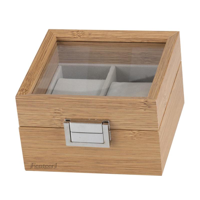 Hộp đựng đồng hồ bằng gỗ mềm có gương soi