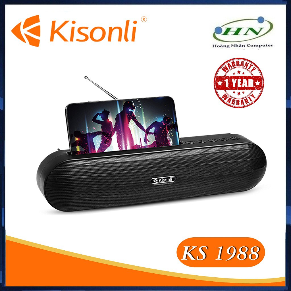 Loa bluetooth soundbar Kisonli KS-1988 siêu trầm TWS kết nối cùng lúc 2 loa - tích hợp chế độ EQ cho dãy âm thanh khác