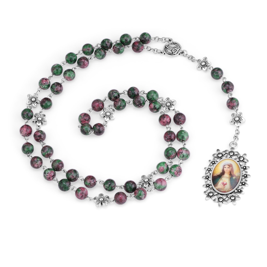Dây chuyền chuỗi hạt xanh lá mặt hình Đức Mẹ Mary Our Lady of Guadalupe