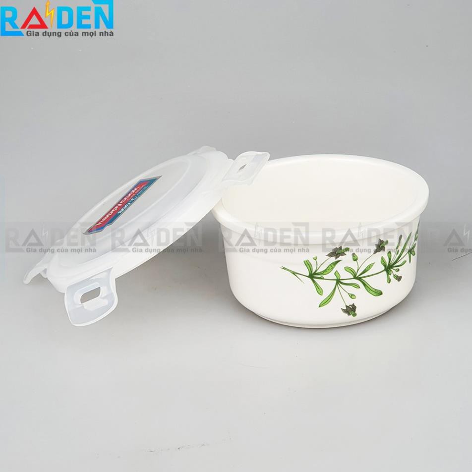 Hộp cơm sứ 3 tầng tròn Happycook có túi đựng cao cấp