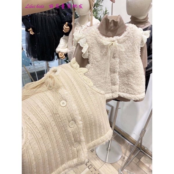Áo khoác gile lót lông cừu cho bé gái size 8kg đến 20kg (kèm ảnh thật )