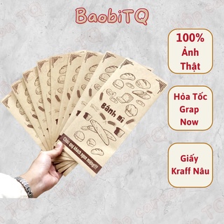 Túi giấy ,bao giấy đựng bánh mì , kích thước 13x25cm ,giấy kraff nâu, combo 100 chiếc