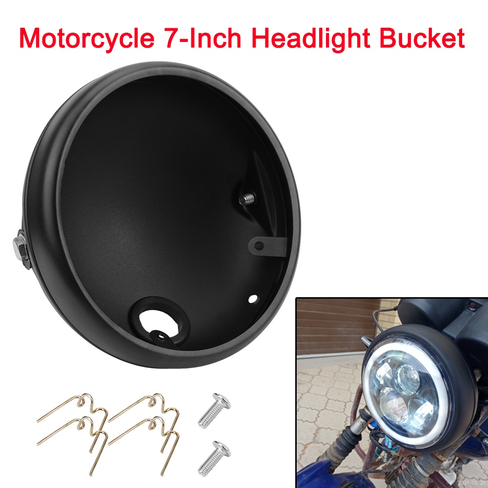 Đèn Pha LED 7 Inch Màu Đen Nhám Phong Cách Retro Cho Xe Mô Tô