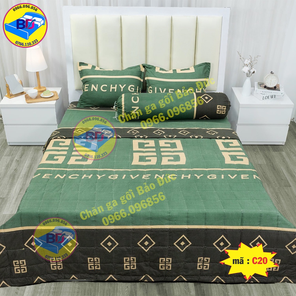 Bộ ga gối cotton poly, ga trải giường kèm 2 vỏ gối nằm và 1 vỏ gối ôm