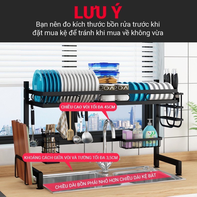 [Mã LIFEMALL2505 giảm 10% đơn 250K] Kệ Chén Nhà Bếp Đa Năng 2 Tầng SENNAI Đặt Trên Bồn Rửa Sơn Tĩnh Điện 5 Lớp