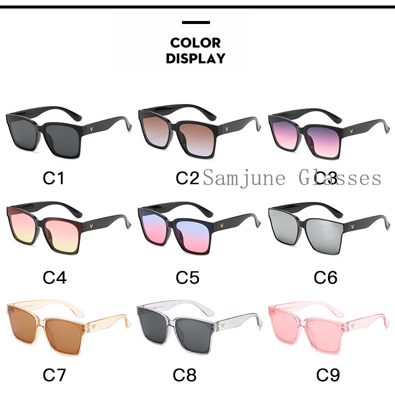 Kính Mát Samjune 18026 Gọng Vuông Oversize Chống Tia Uv400 Phong Cách Retro Thời Trang 2019