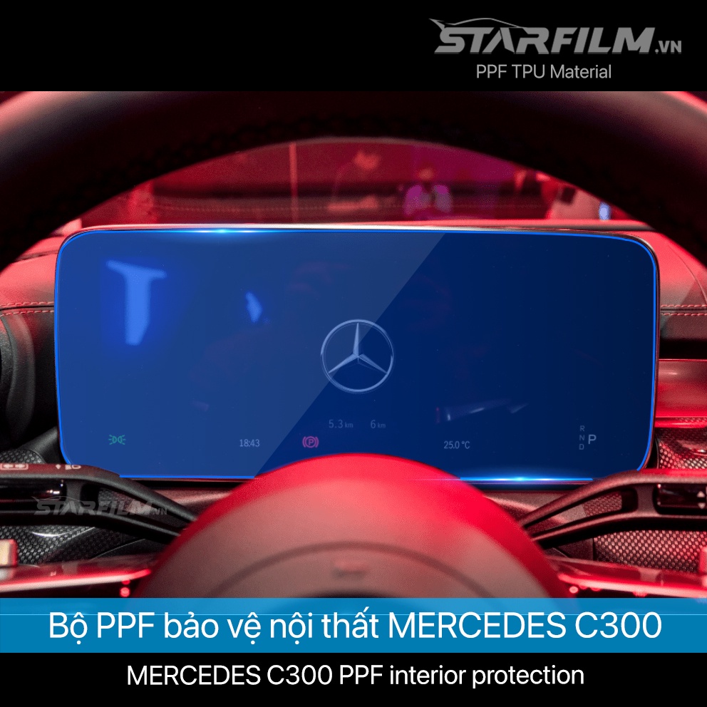 Mercedes C300 2022 PPF TPU chống xước tự hồi phục STARFILM