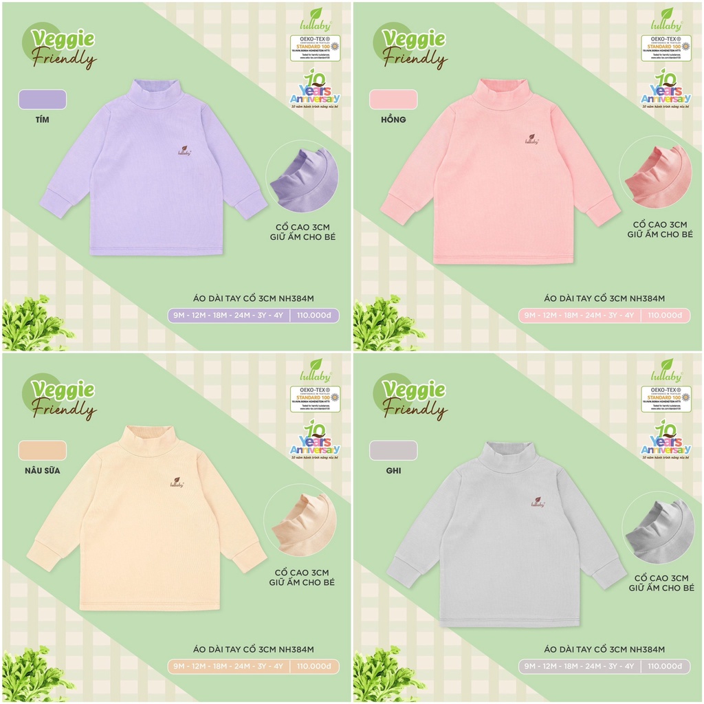 Áo dài tay cổ 3cm petit cao cấp Lullaby