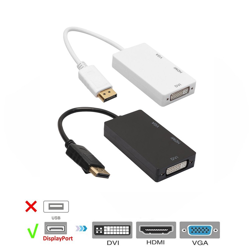 Bộ chuyển đổi DP 20pin sang DVI/HDMI/VGA 3 trong 1 1080p HDTV