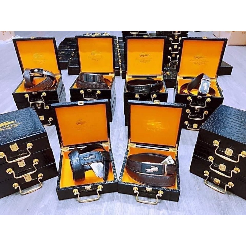 THẮT LƯNG DA CÁ SẤU HỘP ĐEN CAO CẤP