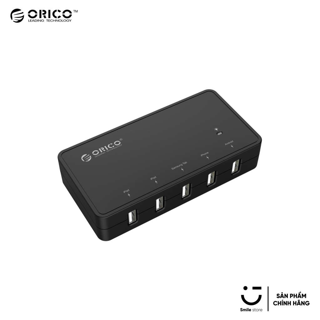 Bộ Sạc Di Động 5 Cổng USB ORICO DCE-5U - Sạc Nhiều Thiết Bị, IC Sạc Thông Minh - Hàng Chính Hãng
