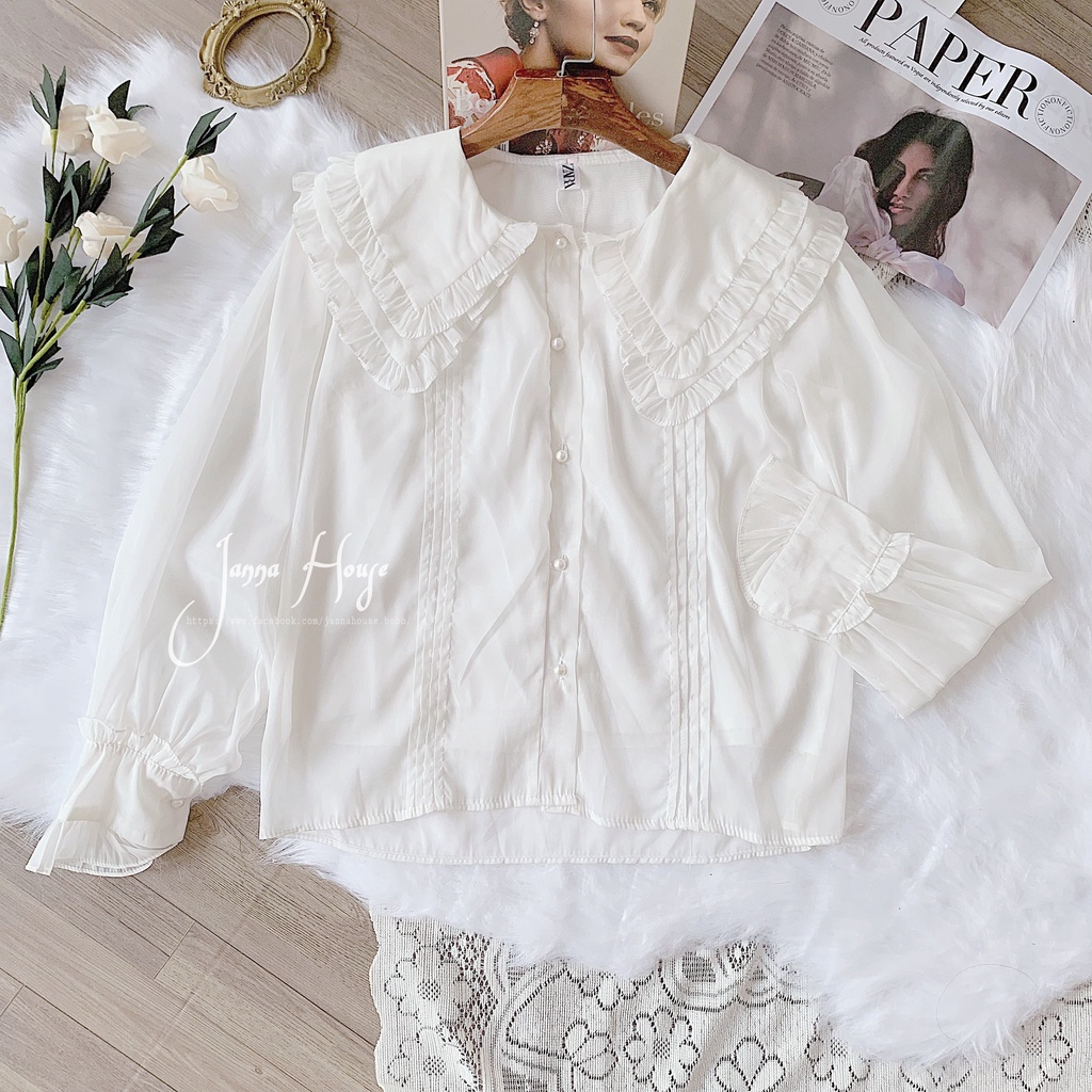 [Mã SKAMFSW175 giảm 10K đơn 50K] [ẢNH THẬT] - Áo sơ mi tiểu thư cổ ren hai lớp ulzzang - SM25 - jannahouse | BigBuy360 - bigbuy360.vn