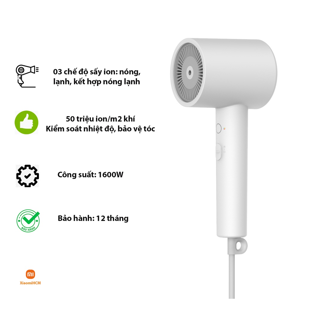 Máy sấy tóc Xiaomi Mi Ionic Hair Dryer H300 EU - Máy sấy làm tóc mềm mại, giảm khô rối