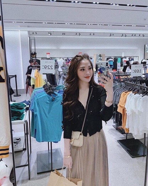 Chân váy dài xếp ly quảng châu cạp chun | BigBuy360 - bigbuy360.vn