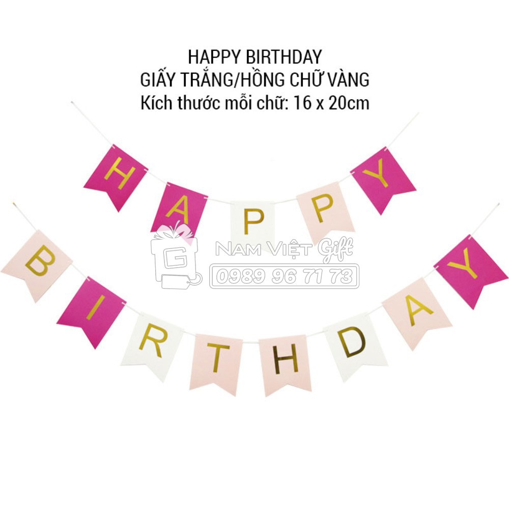 Dây Chữ Happy Birthday Trang Trí Sinh Nhật Nhũ Vàng Nhiều Màu