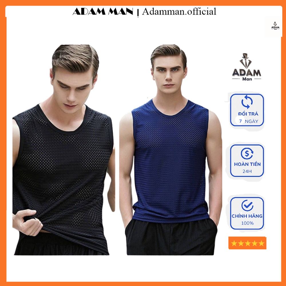 Áo ba lỗ lưới thông hơi, áo 3 lỗ nam tập gym co giãn 4 chiều, thấm hút mồ hôi cực tốt - Adam Man