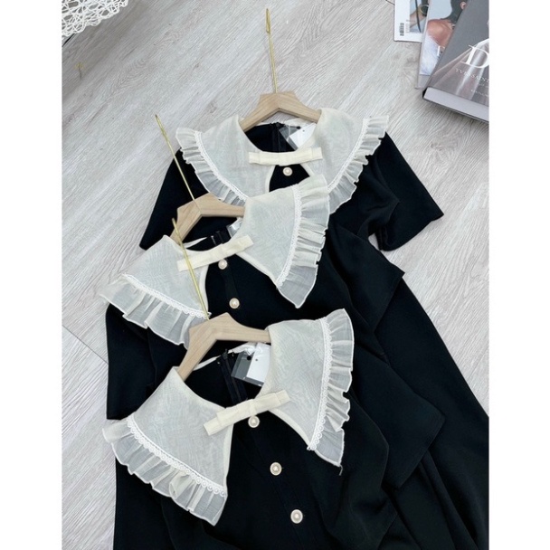 Váy Xoè Maxi Cổ Bèo Trắng