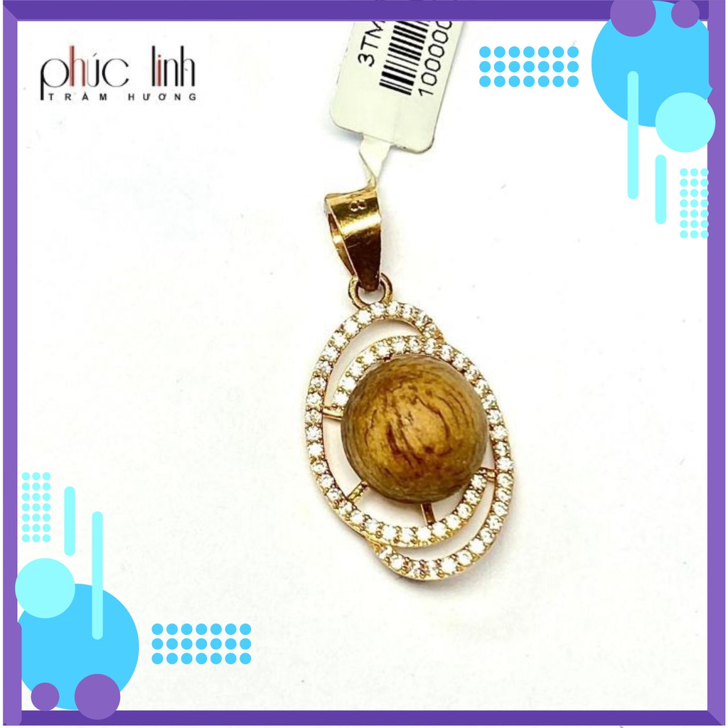 Mặt Dây Chuyền Vàng Gắn Hạt Trầm PHÚC LINH 4.1 phân
