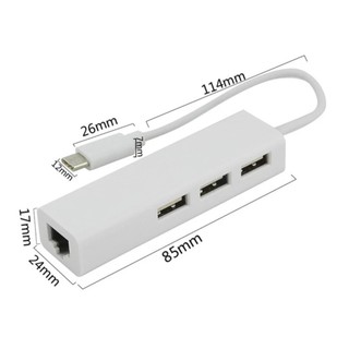 Cổng chuyển Type-C ra Lan và 3 USB 3.0 – USB Hub Type C