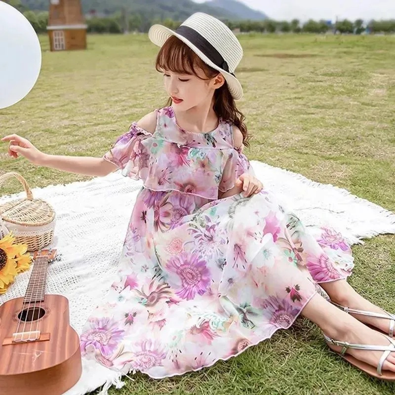 Đầm Hoa Mùa Hè Hàn Quốc Mới 2023 Cho Bé Gái Từ 3 Đến 4-5 Đến 6 Đến 7 Đến 8 Đến 9 Đến 10 Đến 11-12 - 13 Tuổi Đầm Dài Tay Thiết Kế Xinh Xắn Nữ Tính