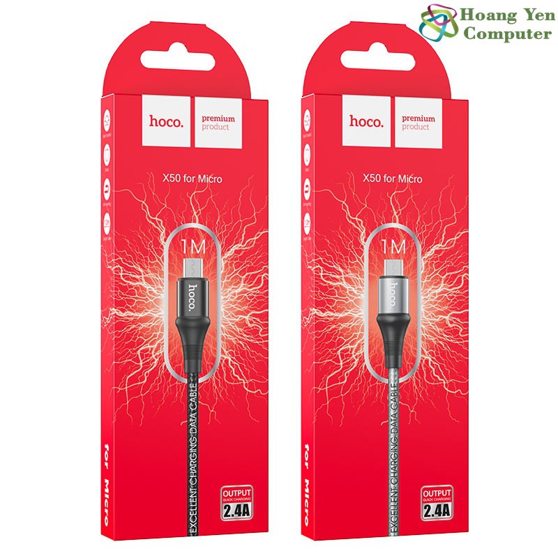 Cáp Sạc MICRO USB Hoco X50 Dây Dù Chông Đứt cho ANDROID dài 1M - BH 3 tháng 1 đổi 1