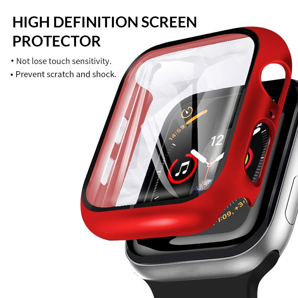 Vỏ Bảo Vệ Mặt Đồng Hồ Apple Watch 1 2 3 4 5 6se 38 4042 44mm Kèm Kính Cường Lực 2 Trong 1