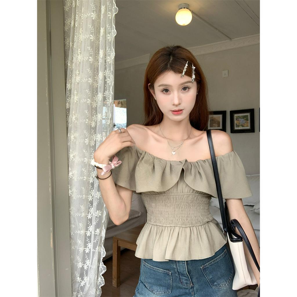 Áo Kiểu Trễ Vai Một Bên Eo Dáng Ôm Nhún Bèo Thời Trang Cho Nữ  tao bao