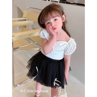Set váy bé gái áo cotton 4c mix cùng chân váy ren nhiều lớp 2 màu siêu xinh