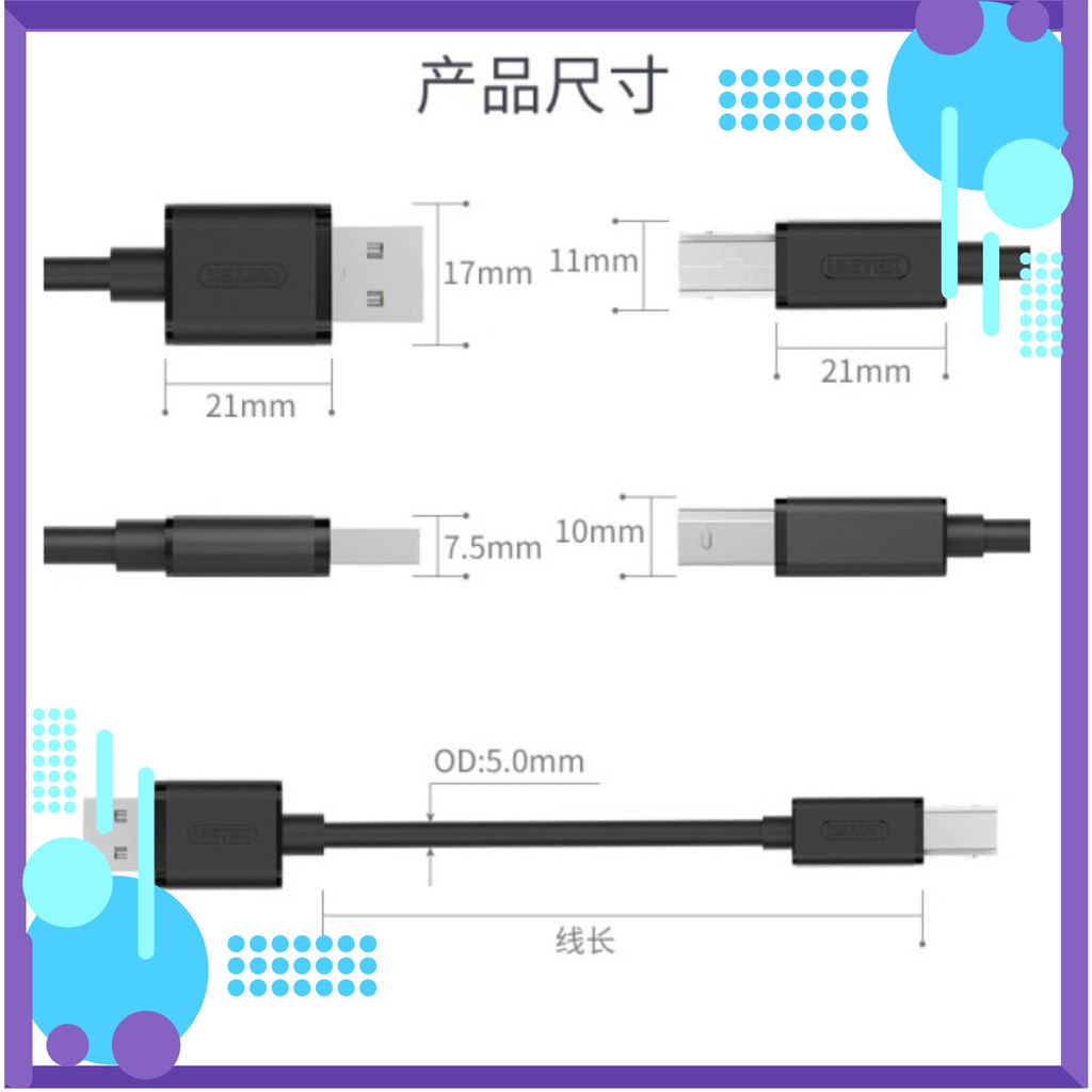 [HOT DEAL]  Cáp tín hiệu usb máy in,scan 3m Unitek Y-C420 chính hãng