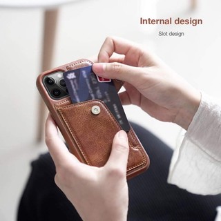 Nillkin Aoge Leather Case cho IP 12 , 12 Mini , IP 12 Pro Max , Ốp lưng da cài thẻ cao cấp chính hãng